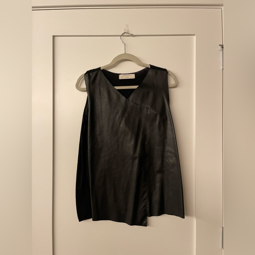 ZARA PLEATHER TOP